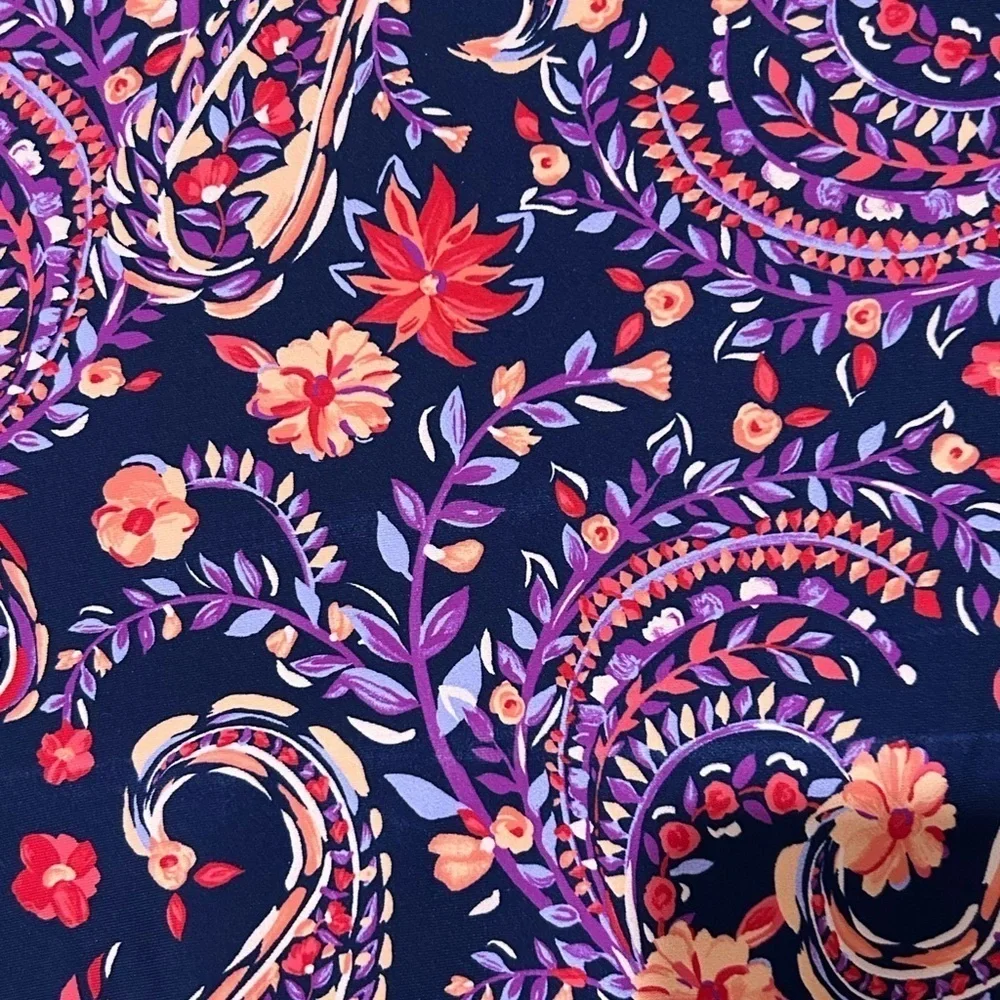 NWT Lands' End Women's Purple Paisley One Piece Swimsuit Sz Small